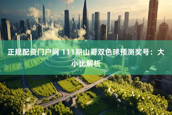 正规配资门户网 111期山哥双色球预测奖号：大小比解析